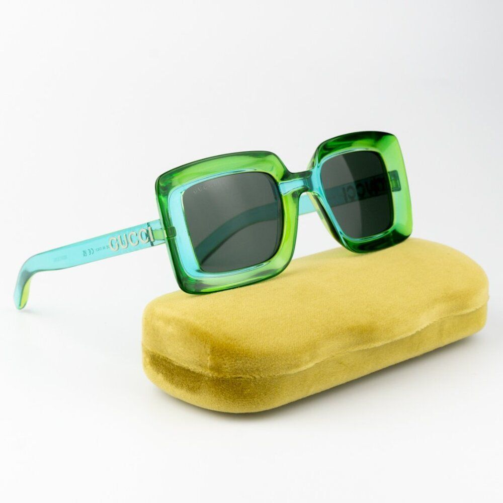 NEW Gucci GG1718S 003 Green Women Square Sunglasses GG 1718S - Picture 2 of 13